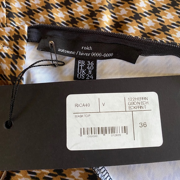 Rokh Mask Houndstooth Satin-Jersey Turtleneck Top XS New With Tags - Picture 5 of 9